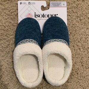 Isotoner Navy and Cream Slippers